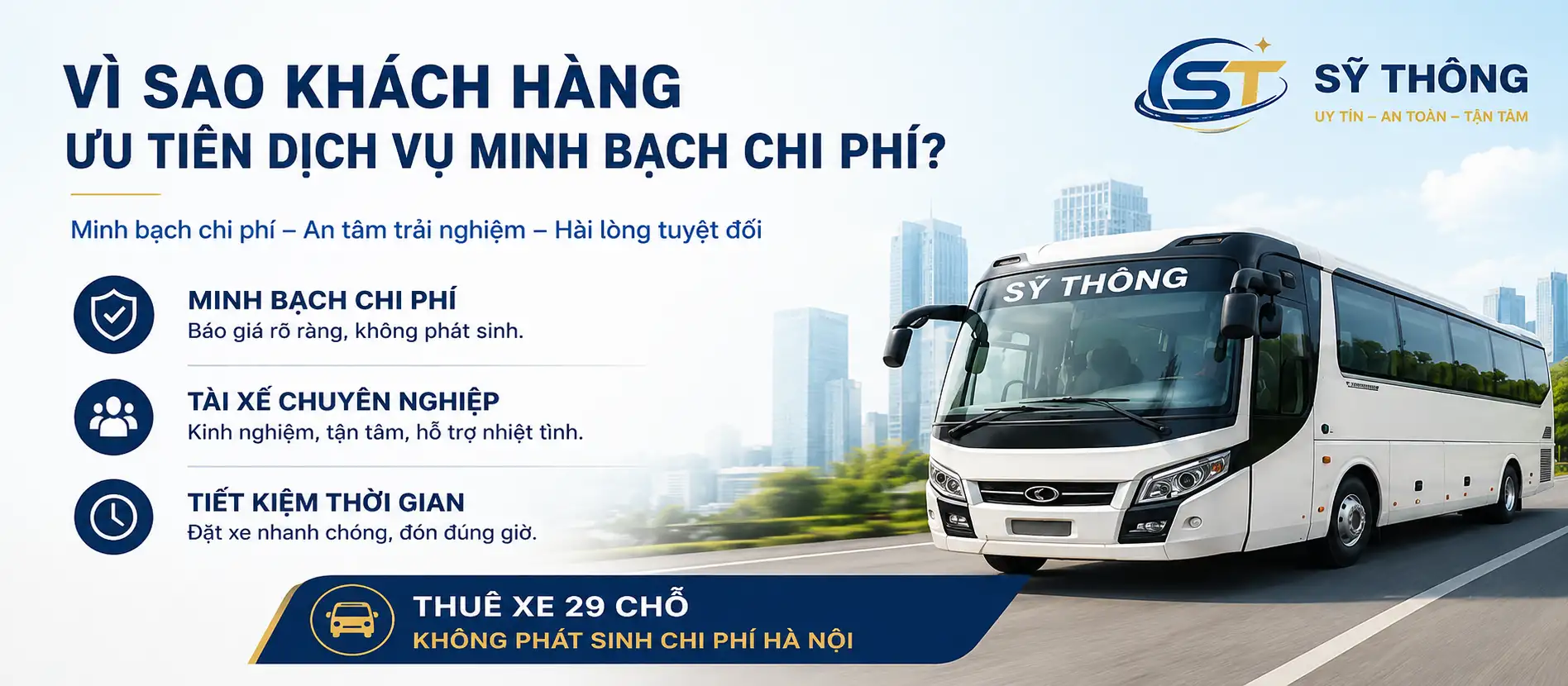 Thuê Xe 29 Chỗ Không Phát Sinh Chi Phí Hà Nội – Giá Minh Bạch, Xe Đời Mới