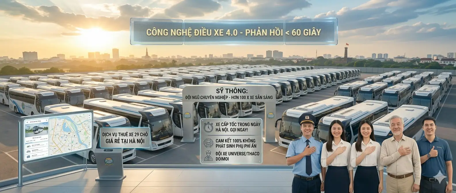 Thuê xe 29 chỗ gấp trong ngày tại Hà Nội – Kinh nghiệm vận tải