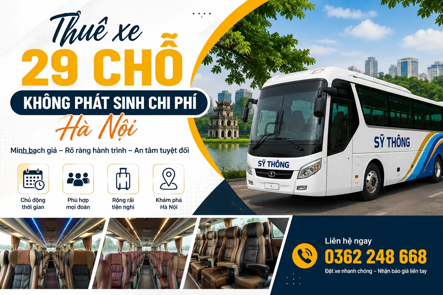 Thuê xe 29 chỗ không phát sinh chi phí Hà Nội ➣ Chuyến đi thoải mái bắt đầu từ sự minh bạch