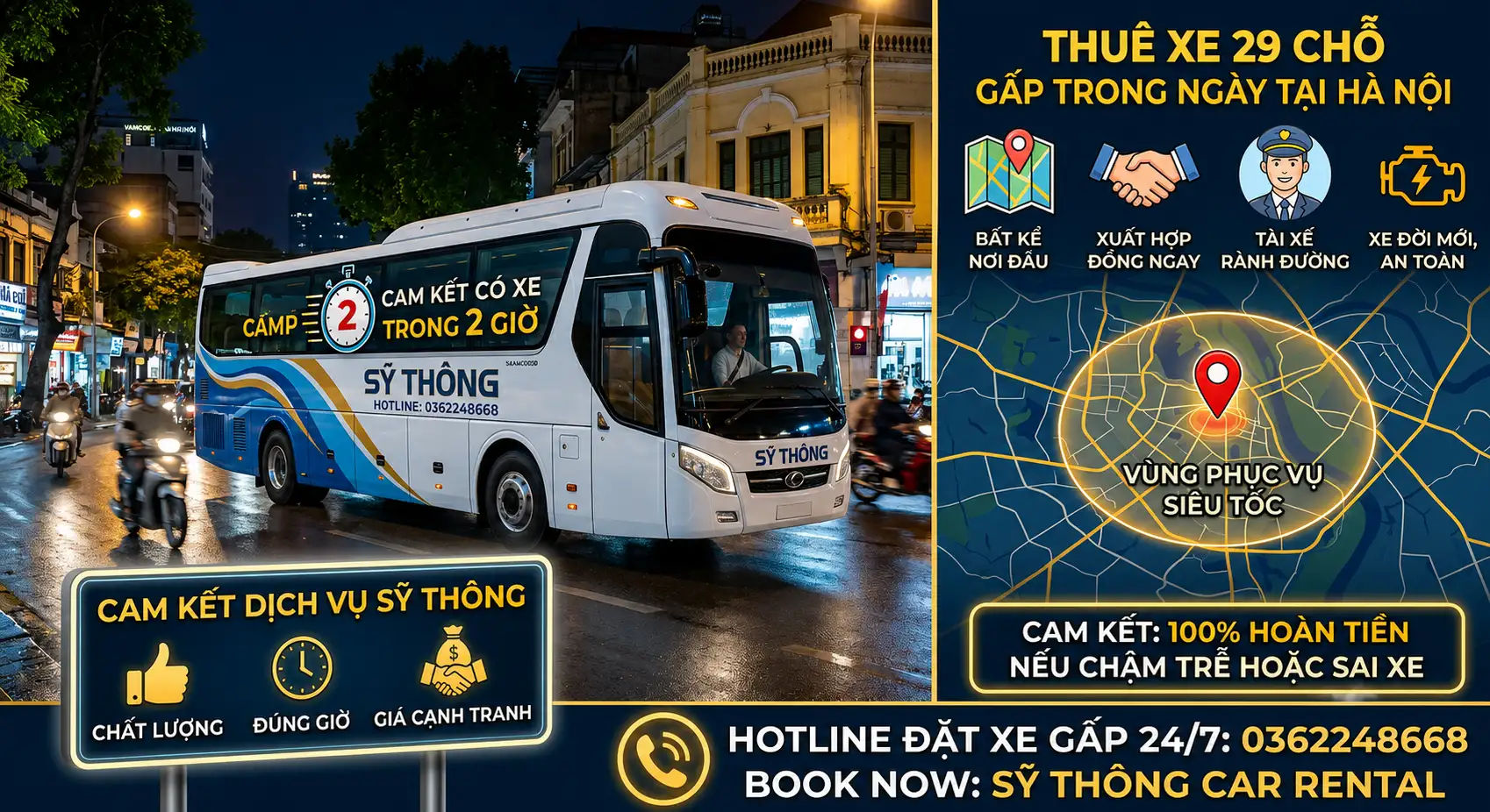 Thuê xe 29 chỗ gấp trong ngày tại Hà Nội – Giải pháp nhanh chóng, tiện lợi cùng Sỹ Thông