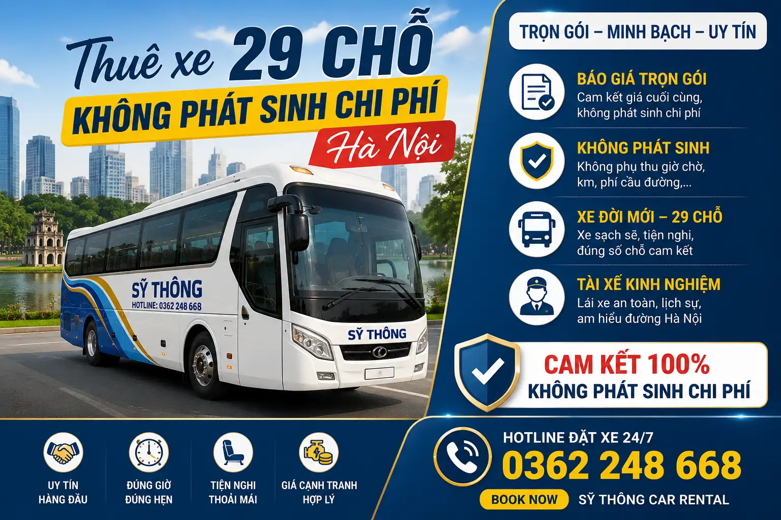 Thuê xe 29 chỗ không phát sinh chi phí Hà Nội ➣ Chuyến đi thoải mái bắt đầu từ sự minh bạch
